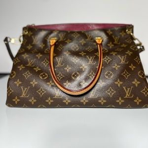 Louis Vuitton Pallas MM Monogram Aurore Leather Tote Shoulder Bag Handbag Purse